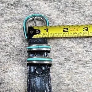 David Dear Turquoise Sterling Buckle on Crocodile Belt Sterling silver belt buckles belt tips main image 4